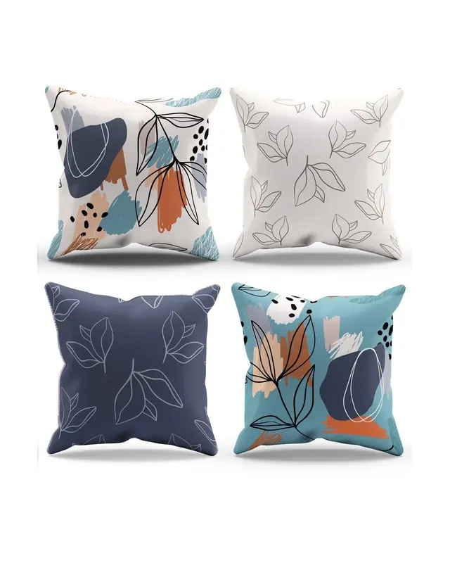 Double-Sided Printed Art Series-1 Pattern Set of 4 Coordinated Suede Cushion Cover - PLG150 - 3