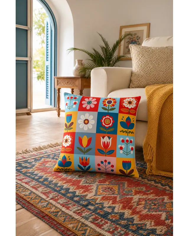 Set of 4 Colourful Modern Decorative Cushion Cover Set | Digitally Printed Soft Textured Sofa Pillow Cover 43x43 cm - 4