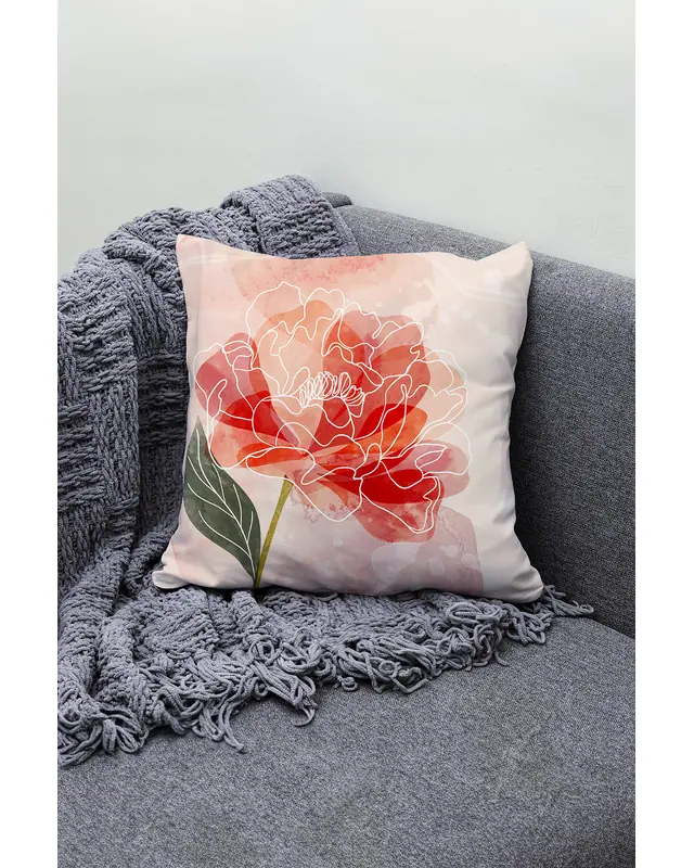 Çift Tarafı Baskılı Flower Art Desenli 4'lü Kombin Süet Kırlent Kılıfı - 2