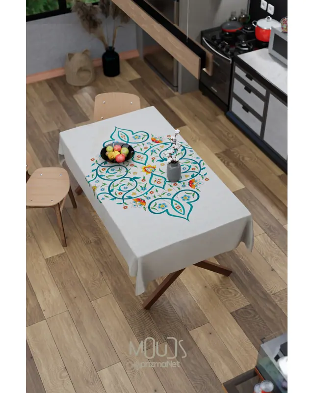 Ramadan Blessed Floral Rectangular Easy-Care Suede-Feel Tablecloth - MS-247 - 5