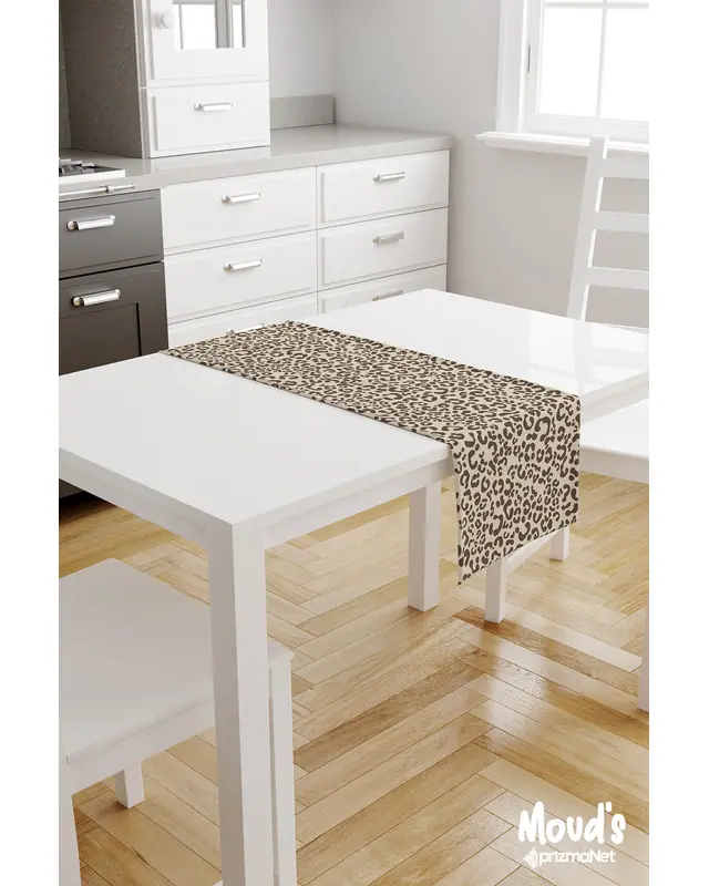 Brown Spots Pattern Printed Suede Table Runner - 2