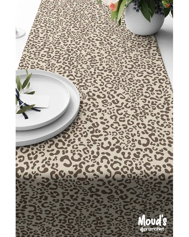 Brown Spots Pattern Printed Suede Table Runner - 3