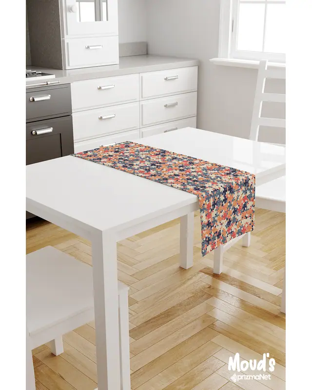 Mozaik Pattern Printed Suede Table Runner - 2