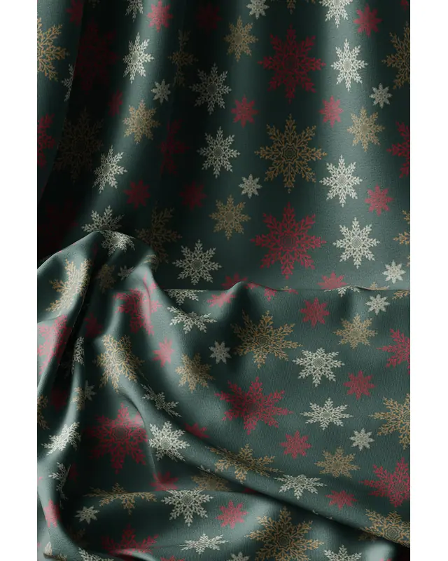 Koyu Green Snowflakes Christmas Pattern Table Runner Easy-Care Suede Textured Fabric New Year - 3
