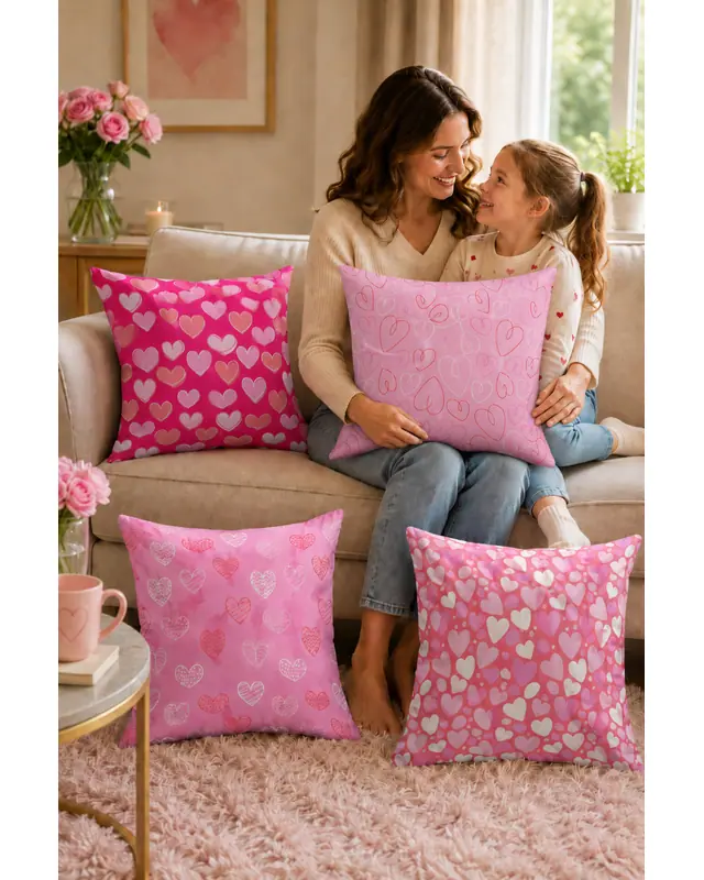 Double-Sided Printed Kalpler Pattern Set of 4 Coordinated Suede Cushion Cover - 2