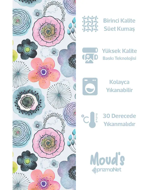 Su Çiçeği Pattern Printed Suede Table Runner - 3