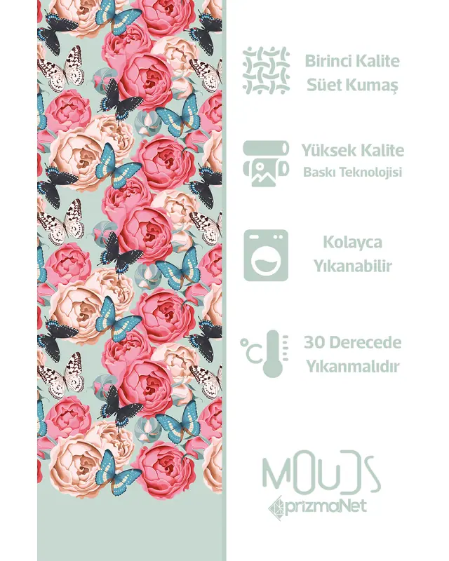 Classic Pattern 3 Patterned Suede Living Room Decorative Curtain Printed Pencil Pleat Body 10 - Set of 2 Panels - PRD-1039 - 6