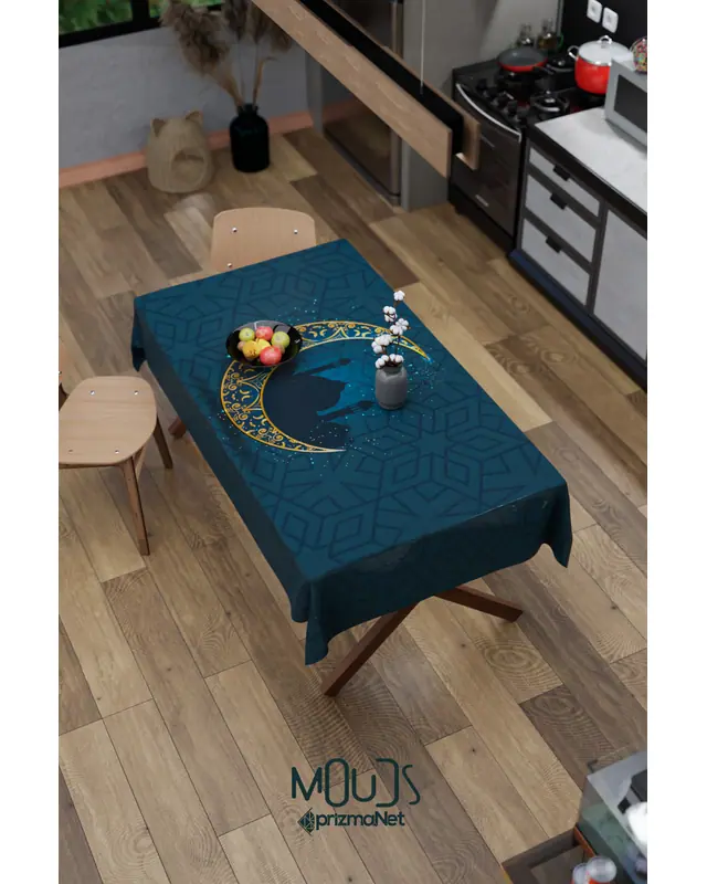 Ramadan Moon And Mosque Silhouette Rectangular Easy-Care Suede-Feel Tablecloth - MS-256 - 5