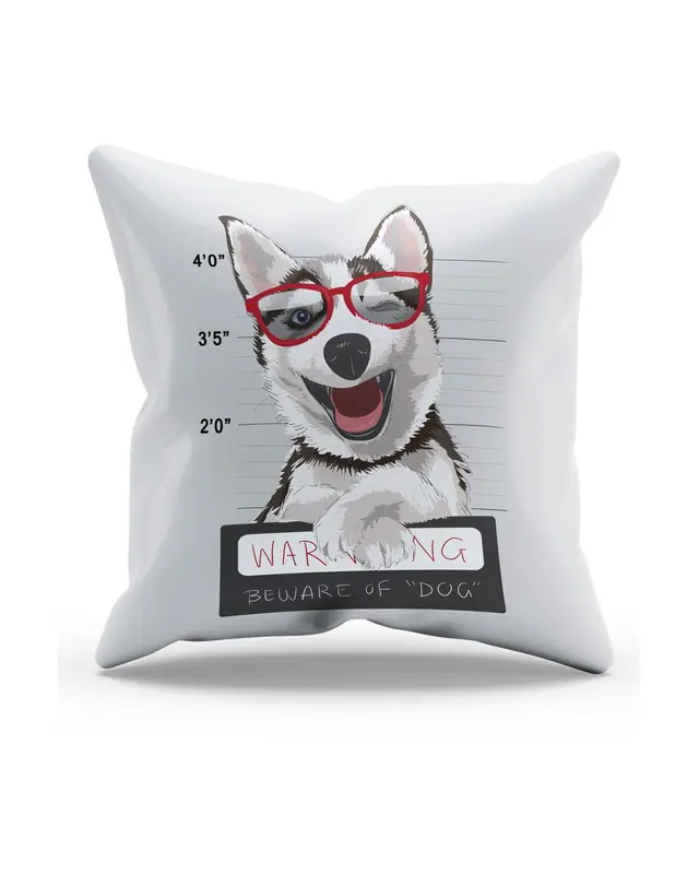 Sevimli Kurt Pattern Double-Sided Printed Suede Cushion Cover PL772