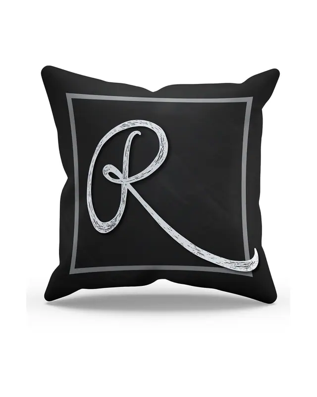 R Letter Pattern Double-Sided Printed Suede Cushion Cover