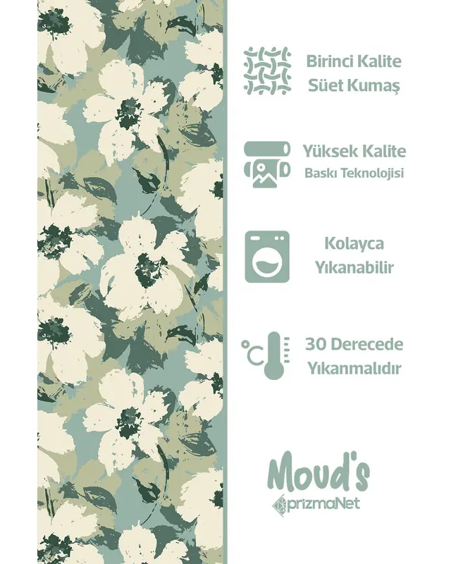 Green Flower Round Easy-Care Suede-Feel Tablecloth - MSY-98 - 2