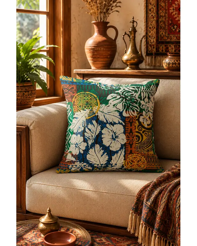 Double-Sided Printed Ethnic Pattern Pattern Set of 4 Coordinated Suede Cushion Cover - 4