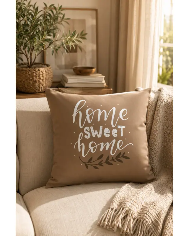 Double-Sided Printed Brown Sweet Home Series Pattern Set of 4 Coordinated Suede Cushion Cover - PLG203 - 6