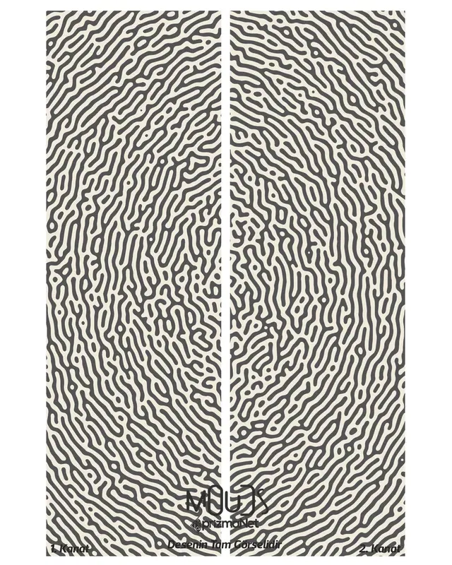 Alley 2 Patterned Suede Living Room Decorative Curtain Printed Pencil Pleat Body - Set of 2 Panels - PRD-1078 - 3