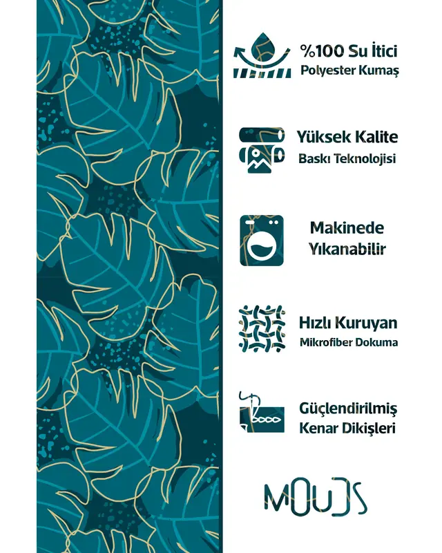 Shower Curtain, Golden Tropical Flower Patterned Shower Curtain, Bathtub Curtain, Rings Included 175x200cm - BP-75 - 2