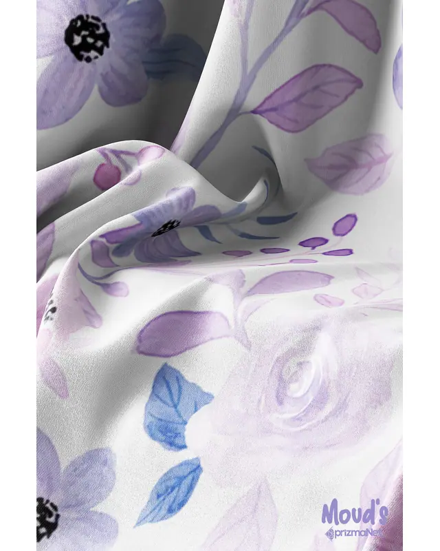 Light Lila Flowers Pattern Printed Suede Table Runner - 3