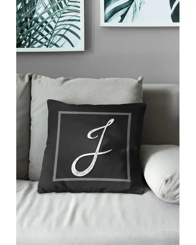 J Letter Pattern Double-Sided Printed Suede Cushion Cover - 3
