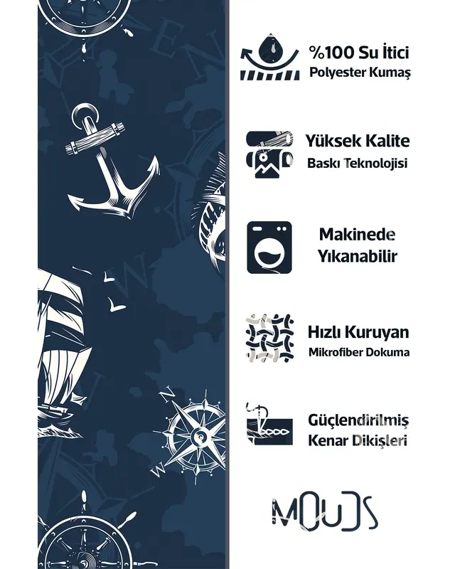 Sailor's Dream Pattern Cushion Cover Water-Resistant Wipe-Clean Digitally Printed Yacht and Boat Decor - 2