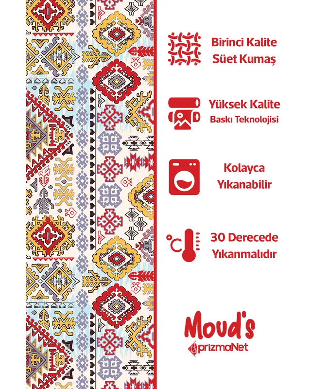 Anatolia 8 Pattern Printed Suede Table Runner - 3