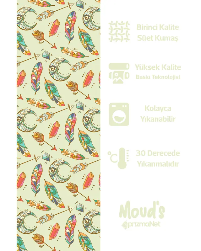 Light Green Bohemian Pattern Printed Suede Table Runner - 2