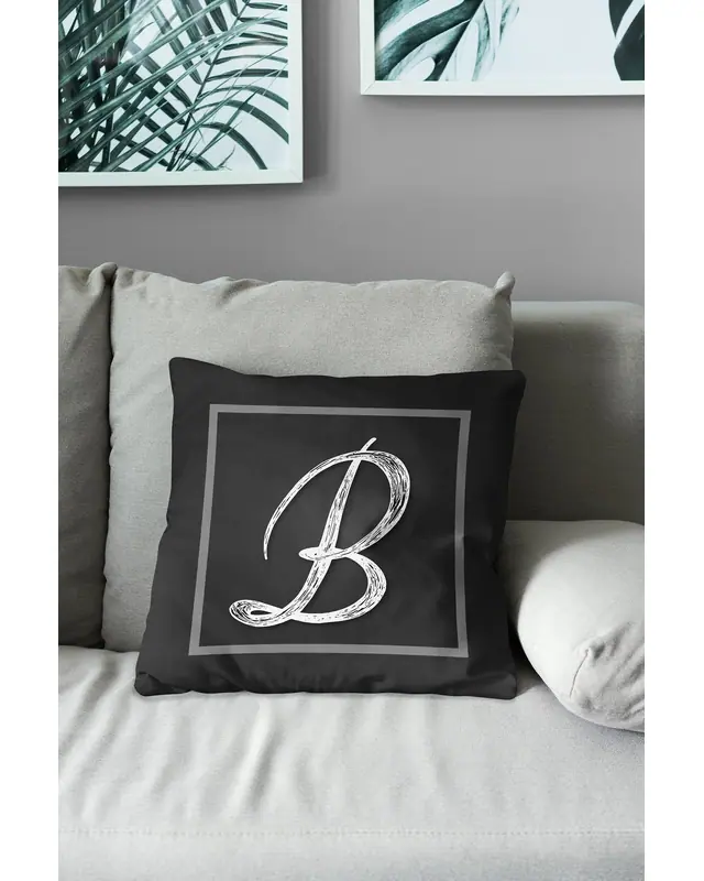 B Letter Pattern Double-Sided Printed Suede Cushion Cover - 3