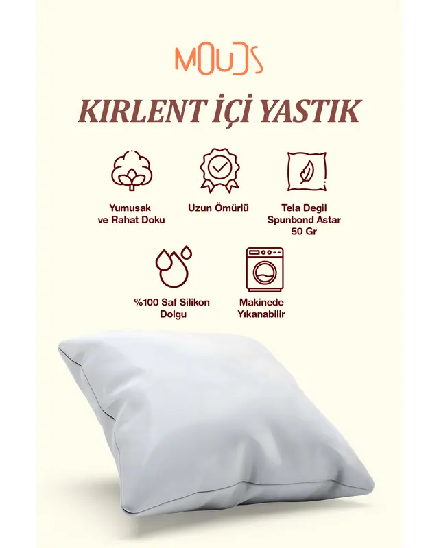 Kırlent Kılıfı Iç Yastığı 45x45cm 400 Gr %100 Saf Silikon Dolgulu Kırlent Yastığı - 2