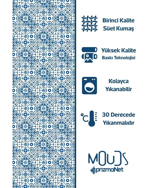 Türkiye Etnik Desenli Süet Oturma Odası Salon Fon Perde Baskılı Ekstrafor Büzgü Tek Kanat Prd-1085 - 5