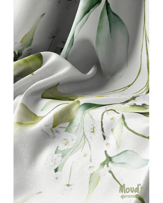 Green Floral Demeti Pattern Printed Suede Table Runner - 3