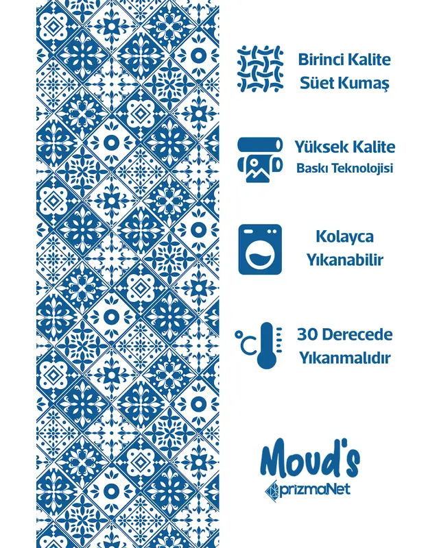 Türkiye Etnik Pattern Printed Suede Table Runner - 3