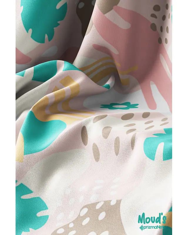 Pastel Flower And Leaf Round Easy-Care Suede-Feel Tablecloth - MSY-70 - 3