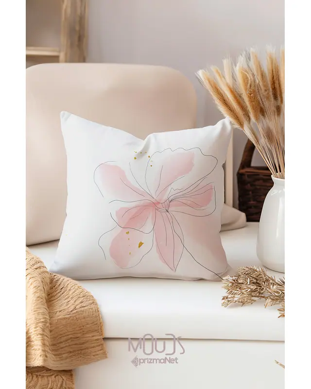 Çift Tarafı Baskılı Flower Art Desenli 4'lü Kombin Süet Kırlent Kılıfı - 5