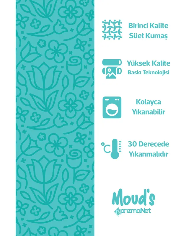 Turquoise Flora Series Pattern Printed Suede Table Runner - 3