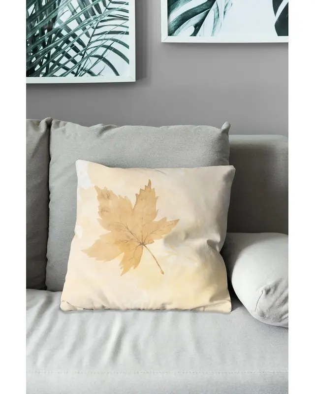 Double-Sided Printed Autumn Leaves Pattern Set of 4 Coordinated Suede Cushion Cover - 7