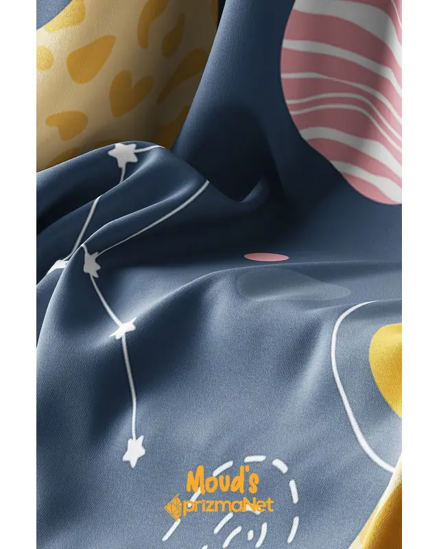 Space Giraffe Patterned Decorative Curtain Kids' and Baby Room Digital Printed Suede Pencil Pleat - Single Panel - PRD-17-TK - 7