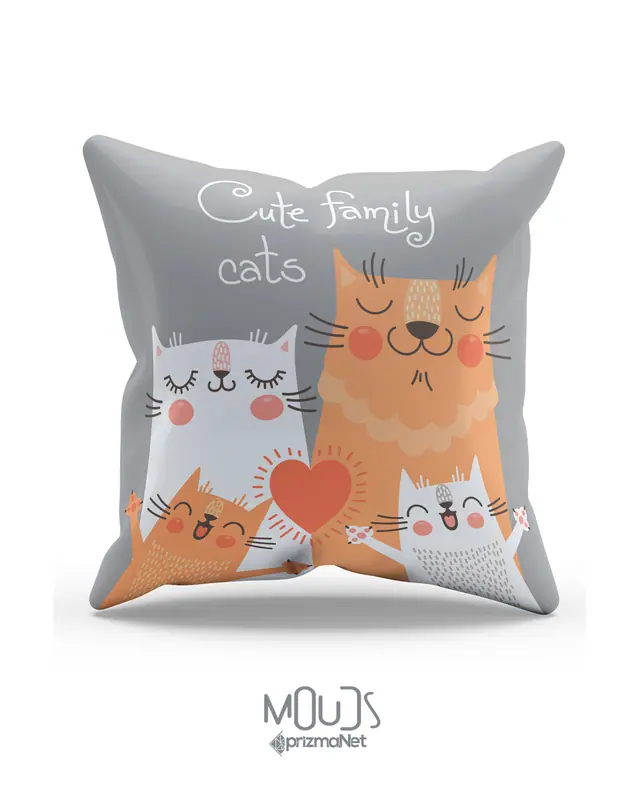 Happy Cats Pattern Double-Sided Printed Single Cushion Cover - 2