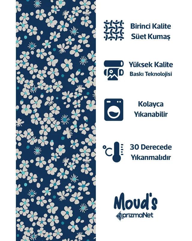 Nowon 3 Desenli Baskılı Süet Runner Masa Örtüsü - 3