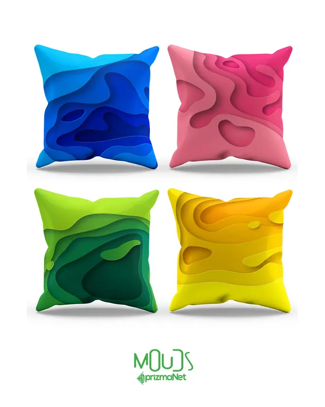 Çift Tarafı Baskılı Depth Color Desenli 4'lü Kombin Süet Kırlent Kılıfı