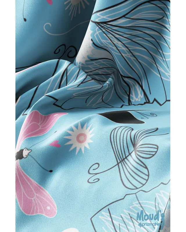 Blue Butterflies Round Easy-Care Suede-Feel Tablecloth - MSY-08 - 3