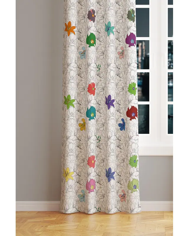 Floral Series Patterned Suede Living Room Decorative Curtain Printed Pencil Pleat - Single Panel - PRD-1007-TK - 2
