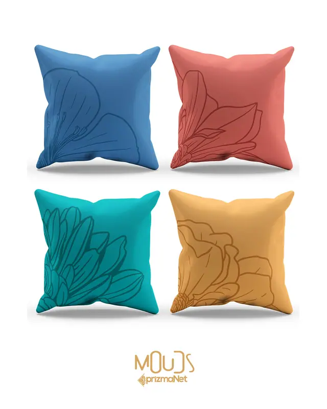 Double-Sided Printed Pastel Line-2 Pattern Set of 4 Coordinated Suede Cushion Cover - 4