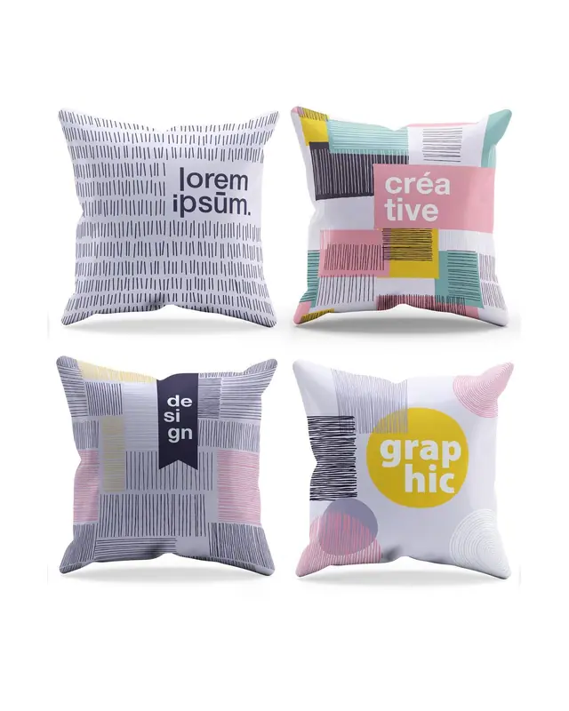 Double-Sided Printed Tasarımcı Series Pattern Set of 4 Coordinated Suede Cushion Cover - PLG156 - 3