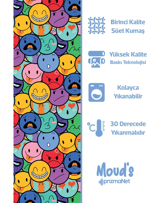 Emoji Pattern Printed Suede Table Runner - 3