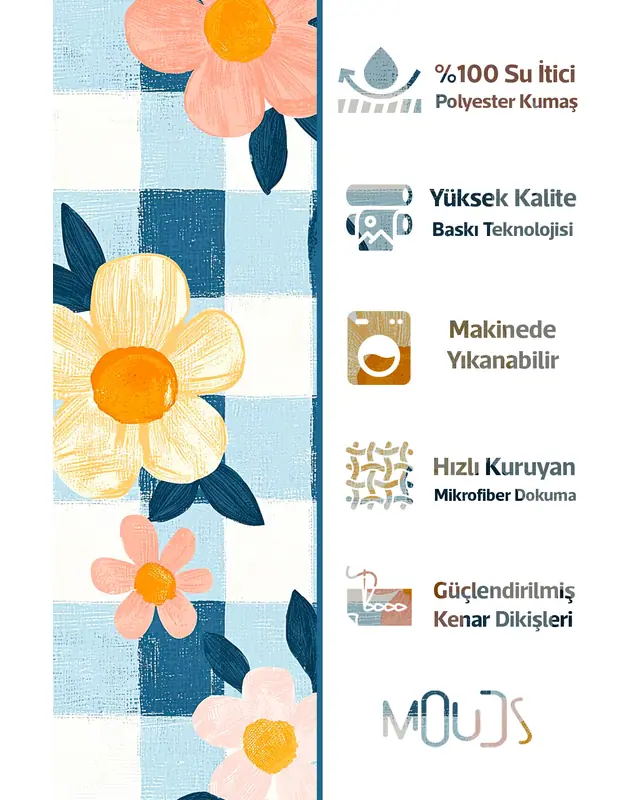 Pastel Blue Floral Pattern Cushion Cover Water-Resistant Wipe-Clean Digitally Printed Garden Decor - 2