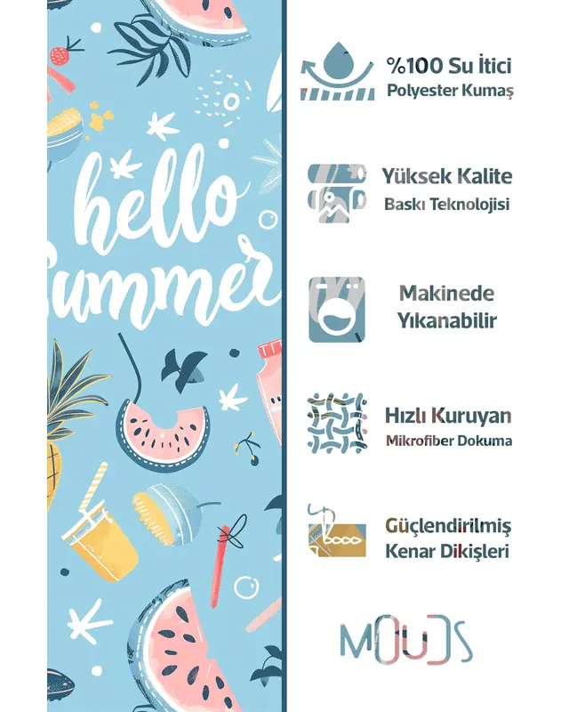 Mavi Yaz Desenli Kırlent Kılıfı Su Geçirmez Silinebilir Dijital Baskılı Bahçe Dekorasyon - 2