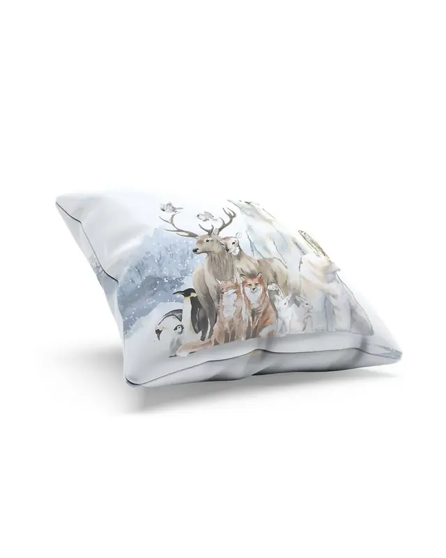 Kartpostal Pattern Double-Sided Printed Suede Cushion Cover - 2
