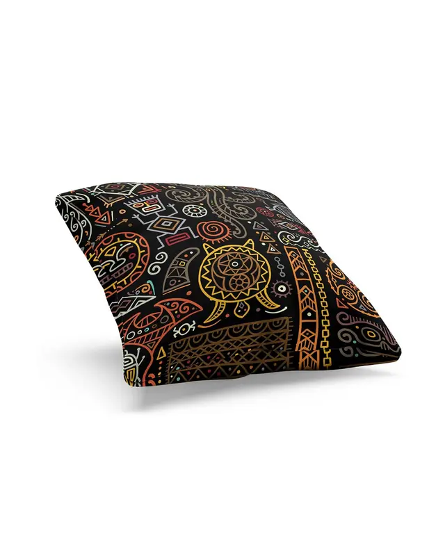 Hitit Figür-3 Pattern Double-Sided Printed Suede Cushion Cover - 2