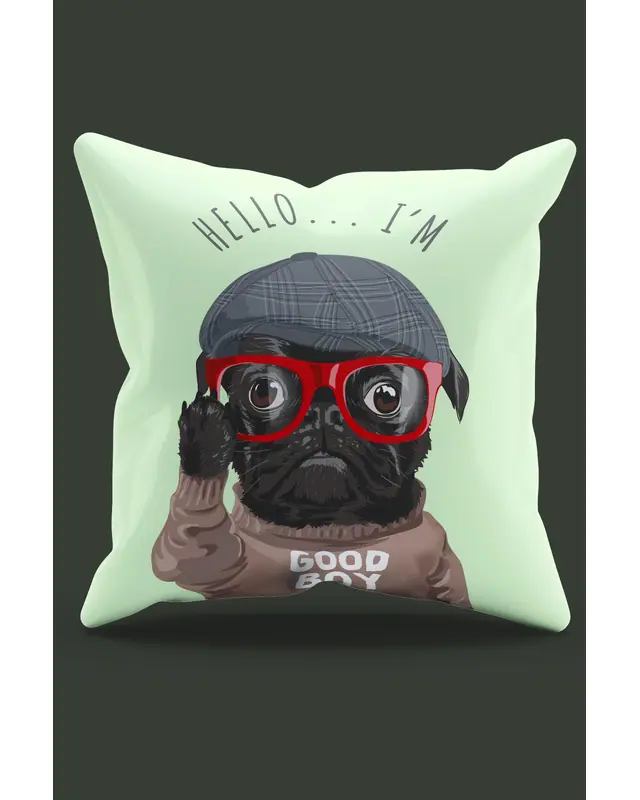 Wearing Glasses Pug Dog Pattern Double-Sided Printed Suede Cushion Cover PL803 - 2