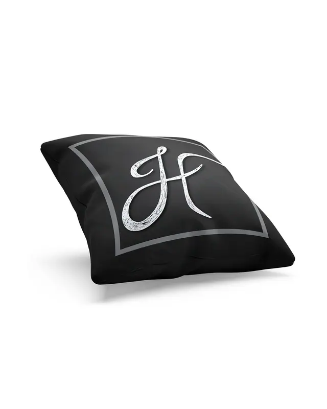 H Letter Pattern Double-Sided Printed Suede Cushion Cover - 2
