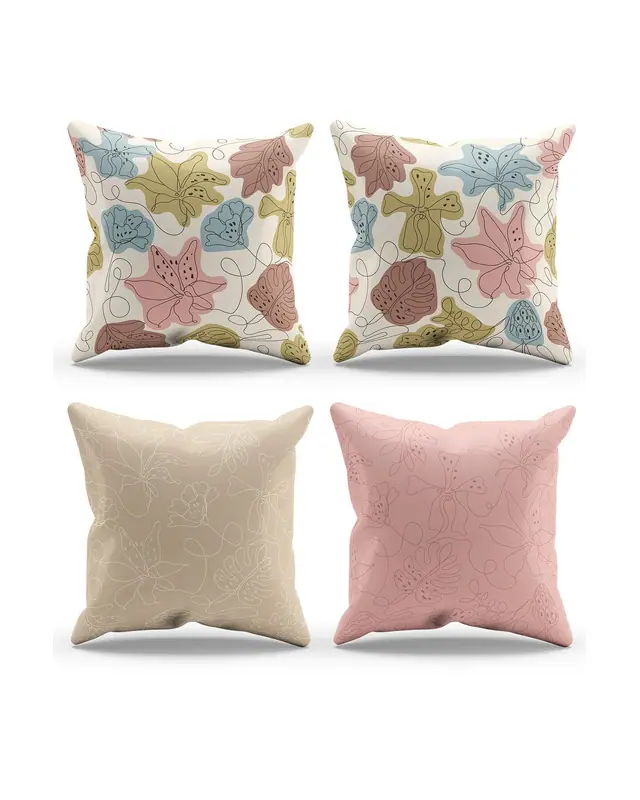 Double-Sided Printed Hope Fell Pattern Set of 4 Coordinated Suede Cushion Cover - 4