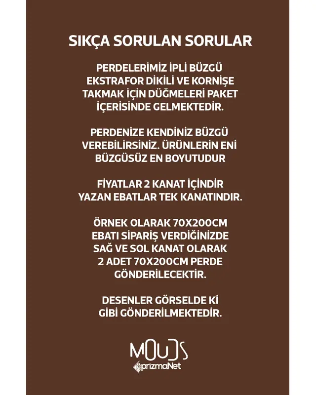 Kahverengi Semboller Desenli Süet Oturma Odası Salon Fon Perde Ekstrafor Büzgü 2 Kanat PRD-1077 - 3